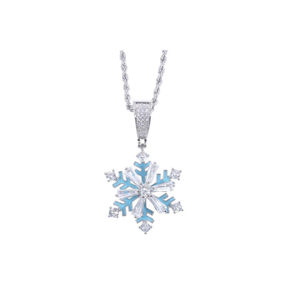 Rotating luminous snowflake pendant necklace