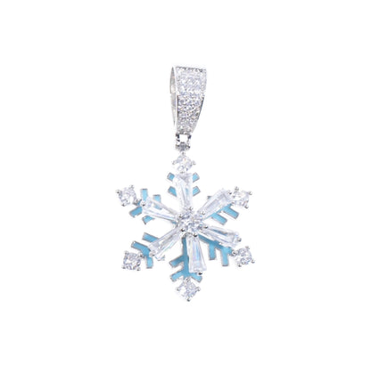 Rotating luminous snowflake pendant necklace